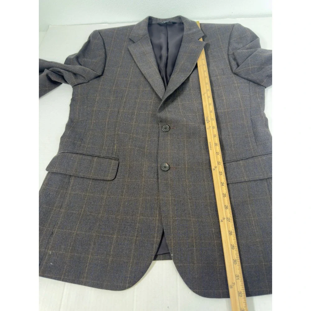 Jos A Bank Signature Collection Blazer‎ Mens 42R Brown Blue Glen Plaid 100% Wool